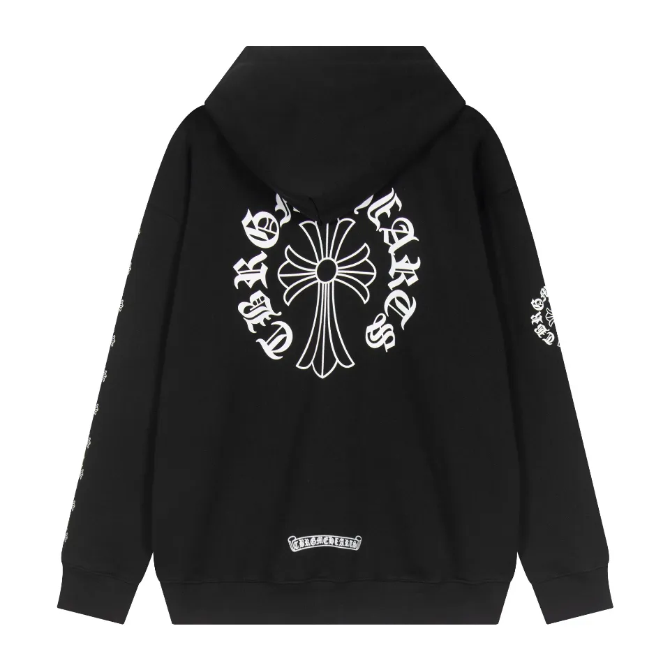 P290 Chrome Hearts Chrome Hearts Horseshoe Cross Sanskrit Cardigan Hooded Sweatshirt Size: S M L XL Color: Black, White